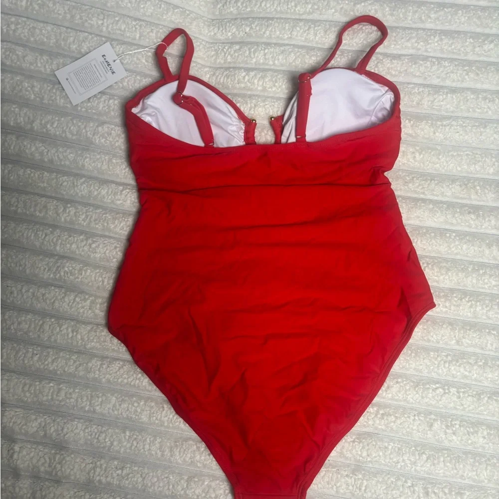Stylish Red Cut-Out Women's One Piece Swimsuit